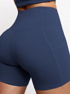 Shorts de gimnasio para mujer de seda láctea, cintura alta con bolsillos laterales, pantalones de entrenamiento y correr transpirables de secado rápido, efecto adelgazante, versátiles y súper suaves