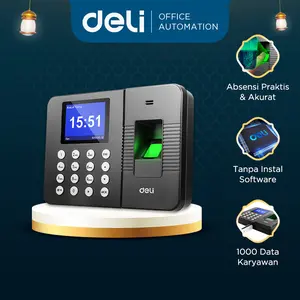 Deli Mesin Absensi Sidik Jari bahasa indonesia - sampai 1000 E3960 Hitam / Abu-Abu