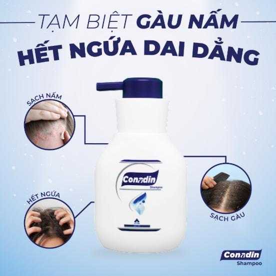  Dầu gội sạch gàu giảm nấm Conadin Shamppo Không gây khô tóc Kiểm soát dầu thừa Lọ 285ml 