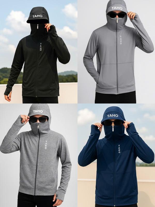  Áo Khoác Chống Nắng Nam Nữ - Áo Khoác Thun Poly Bốn Trong Một TAHO Nón To Tay Xỏ Ngón. Menswear Jacket 