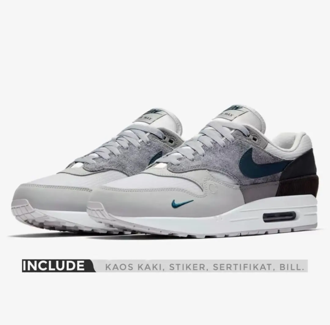 Sepatu Иikė Air Max 1 LONDON SNEAKERS Cty Grey Orỉgỉnal Quality - Sepatu Kasul Bisa Bayar di tempat COD
