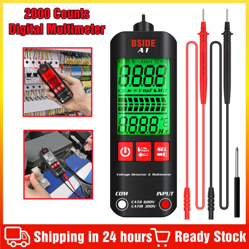 Multimeter Mini, BSIDE A1, Penguji Digital LCD, Pengesan Voltan ...