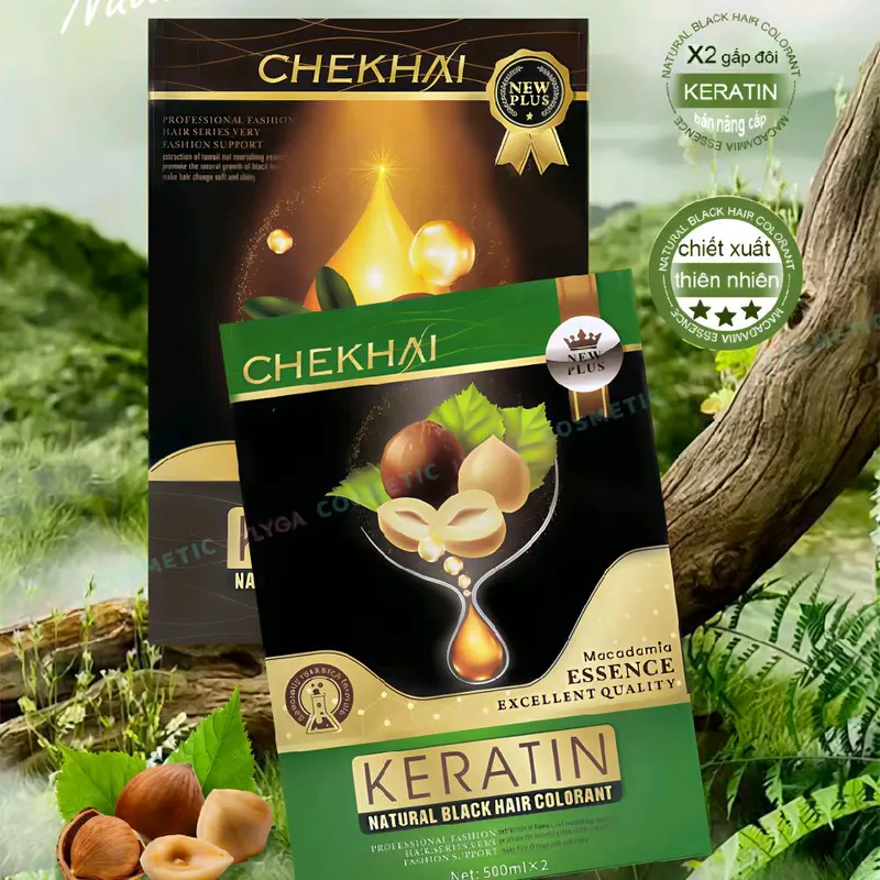 Nhuộm Phủ Bạc Keratin CheKhai 1000ml Có Hai Màu Nâu Và Đen Nhuộm Tóc Đổi Màu Tóc Nữ Chính Hãng 4