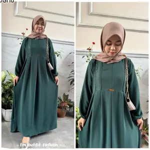 (GAJIAN SALE )  TSABINA DRESS mix mute Payet Crinkle Air Flow LD -+115 (Ada saku )