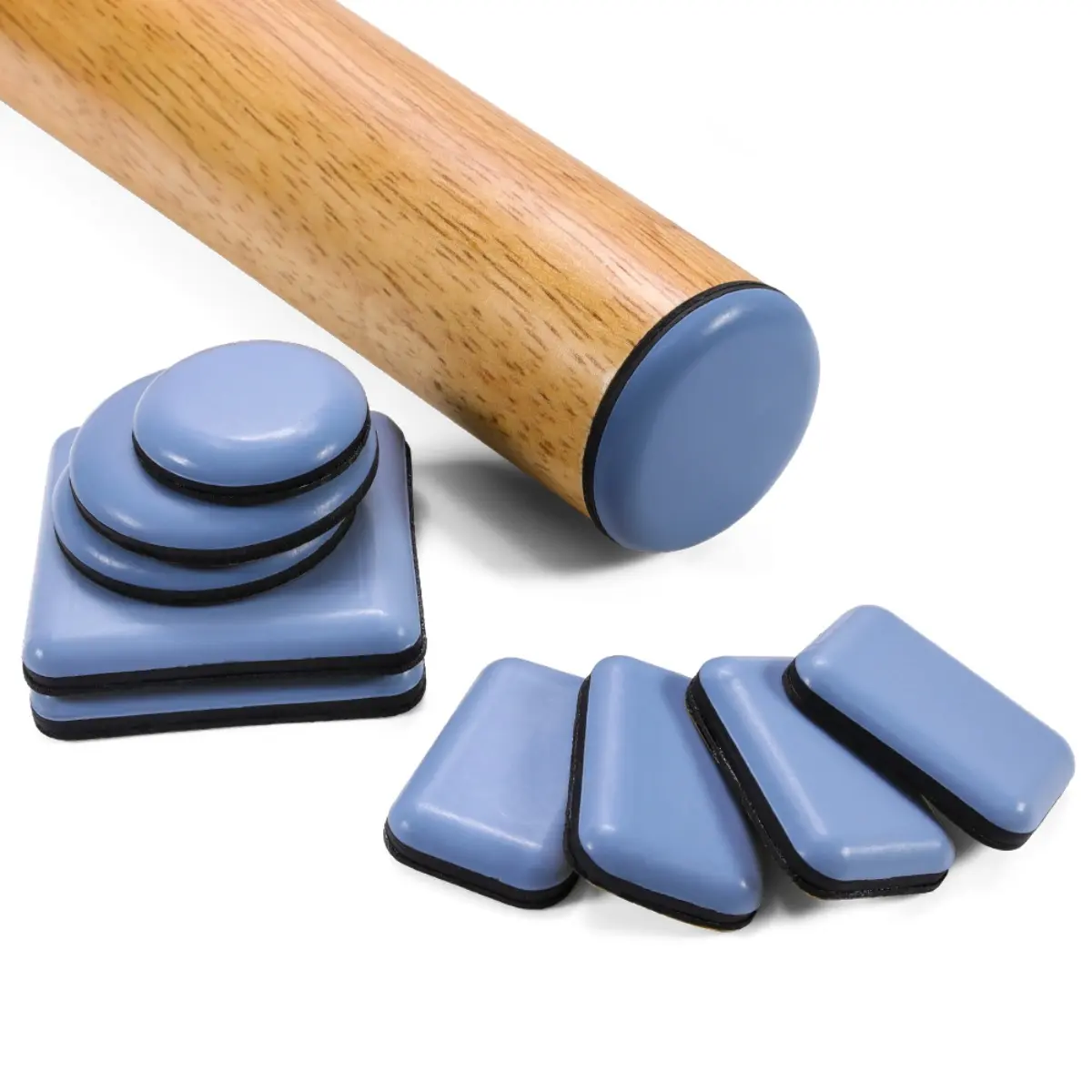 16pcs Square Teflon Moving Furniture Glides Self Adhesive Feet Protector for Carpet, Tiled and Hardwood Floors