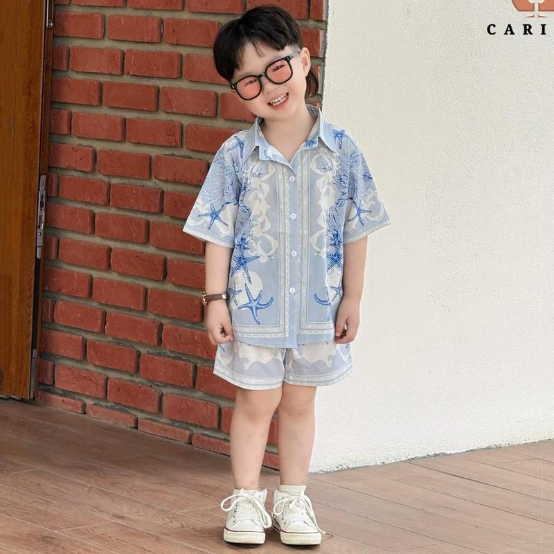 Bộ đồ phong cách mát mẻ dành cho bé 7-25kg và <1m2 phù hợp đi biển, đi chơi, đi du lịch họa tiết SAO BIỂN