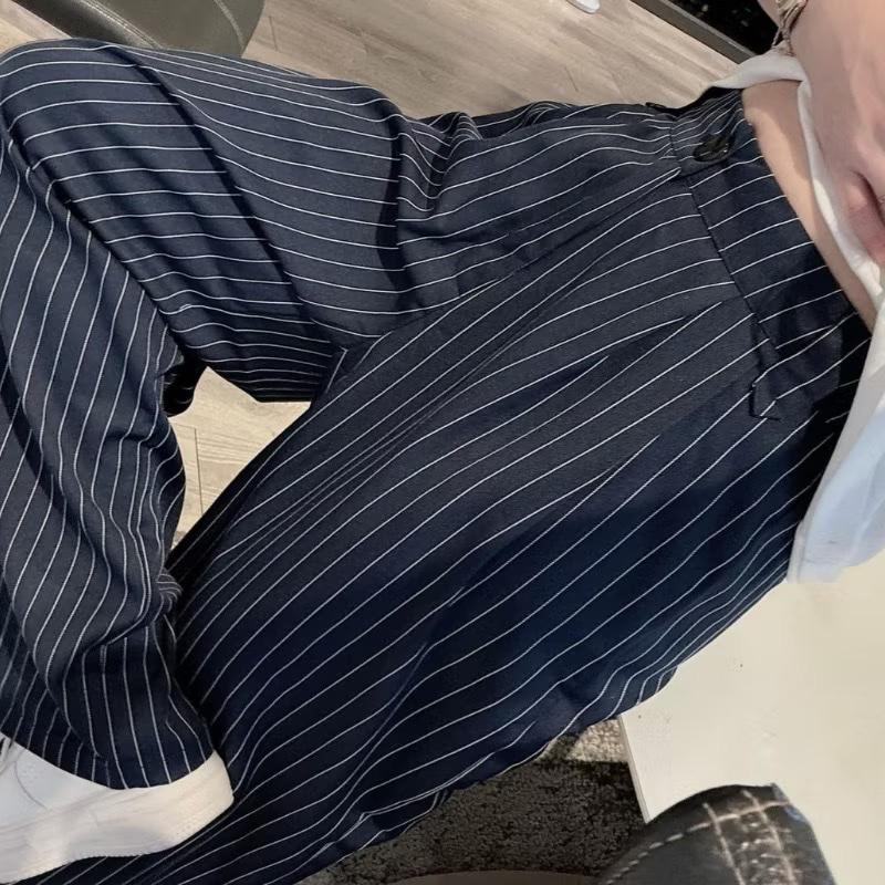 (DEAL MỞ BÁN ) Quần suông ống rộng gold hàn kẻ sọc, ống suông hack dáng, dây điều chỉnh thoải mái phong cách năng động