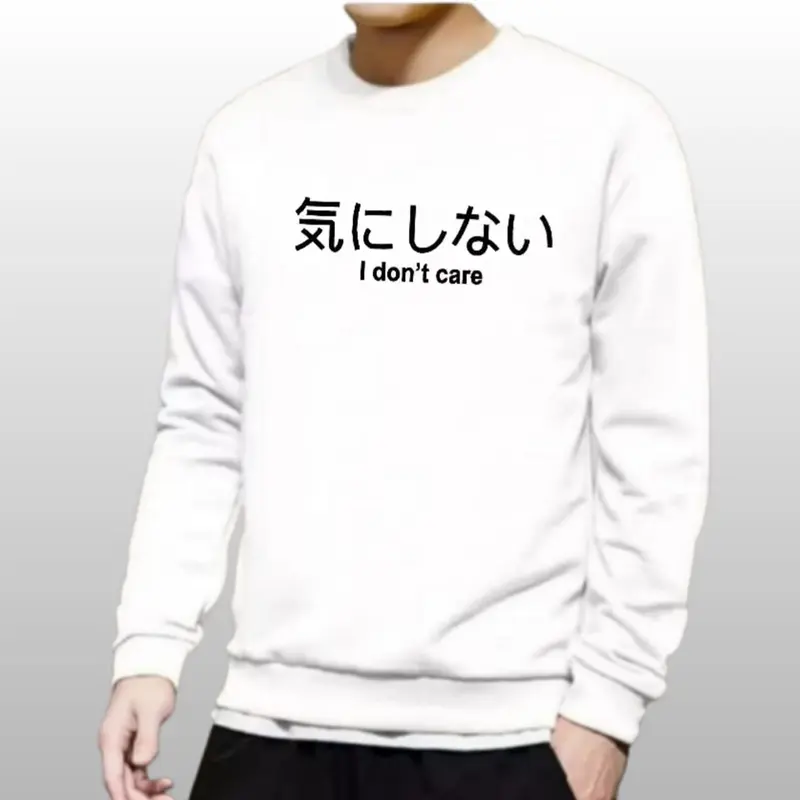 Baju Kaos Pria Lengan Panjang Motif I Dont Care Bahan Babyterry M-XXL Digital Lembut Distro Lokal Printing Oblong 0