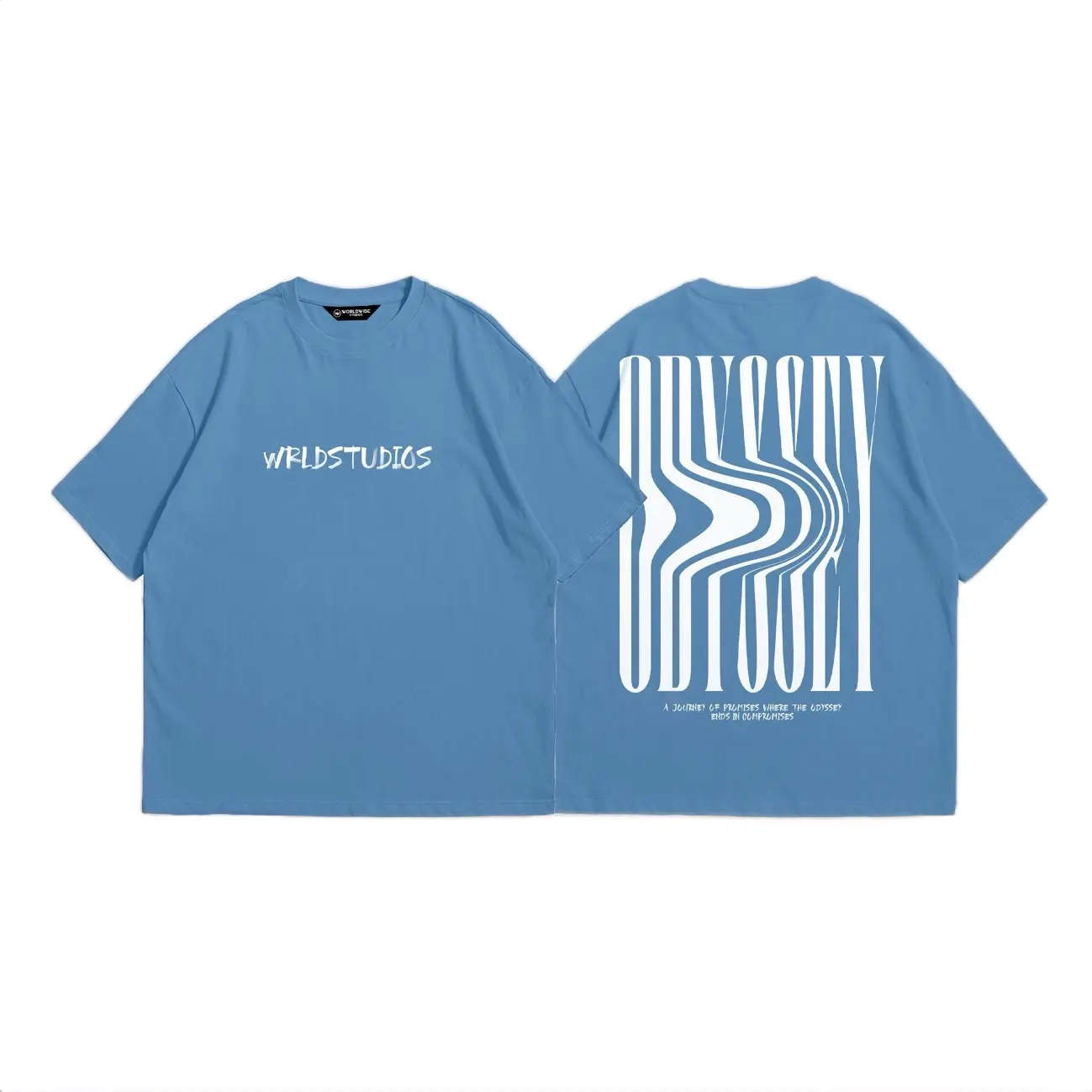 WRLDSTUDIOS_ T-Shirt ODYSSEY Steel Blue 20s Kaos Reguler Fit Pria Wanita Cotton Combed