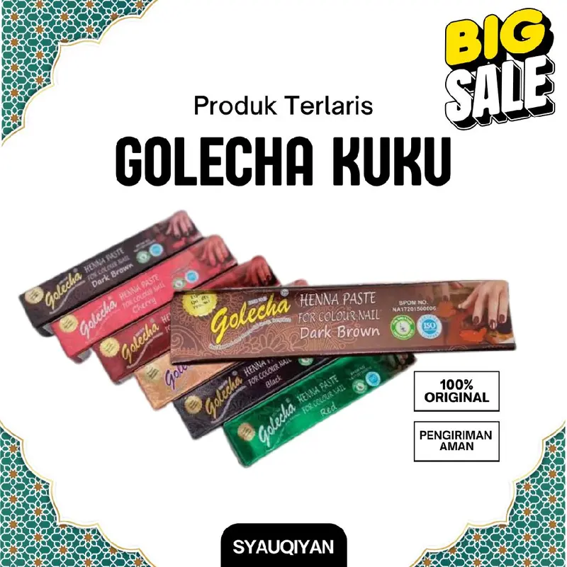 HENA GOLECHA KUKU BPOM Nail Art Cantik Pacar Kuku Halal Bentuk Tube Sah Untuk Sholat Ibadah Muslimah seharga Rp.7.000. Dapatkan sekarang juga! Henna Maroon Brown Mempercantik Pewarna Red Polish Wanita Kutek Inai 1