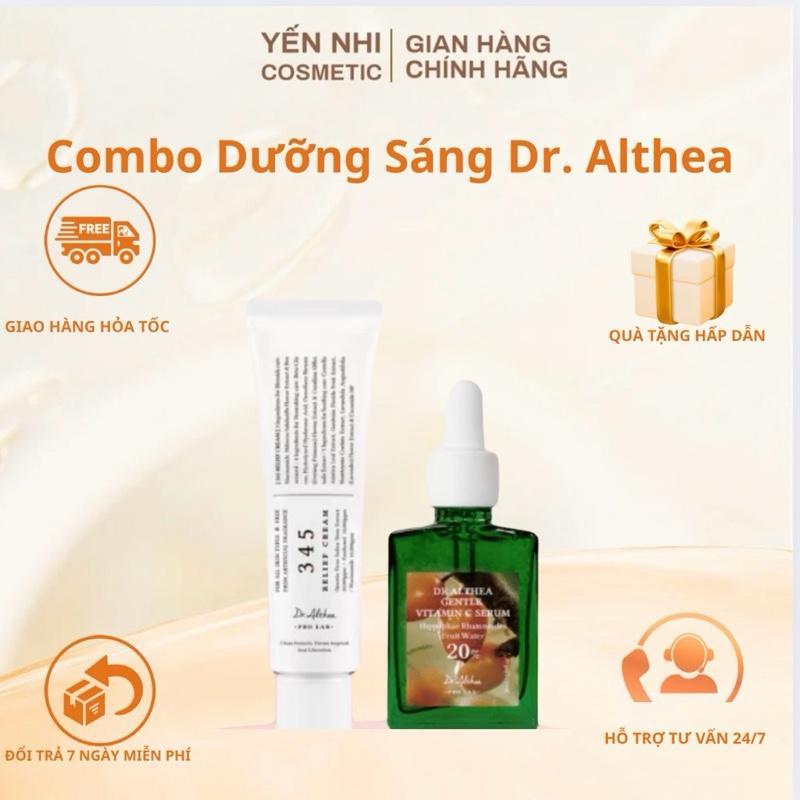  Combo Dưỡng Sáng + Mờ thâm giảm mụn Serum Vitamin C Gentle Dr.Althea + Kem dưỡng 345 Relief Dr. Althea 