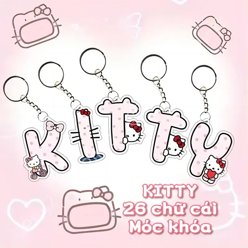 Hello Kitty Bộ Mèo Chữ Mặt Dây Chuyền Móc Khóa Điện Thoại Di Động Khóa Học Sinh Schoolbag Mặt Dây Chuyền
