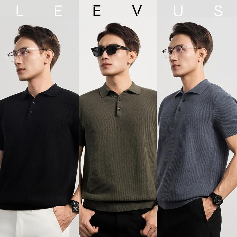 TẶNG HỘP CHO ĐƠN TỪ 499K Áo polo LEN DỆT KIM nam DIAGONAL KNIT Knit vải dệt sớ chéo phối màu neutral LEEVUS - APL346