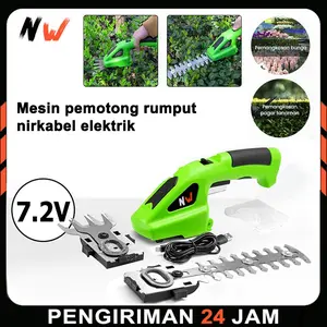 Pemangkas pagar 2-in-1 yang dapat diisi ulang, alat pemangkas rumput rumah tangga dan gergaji pemangkas untuk kebun