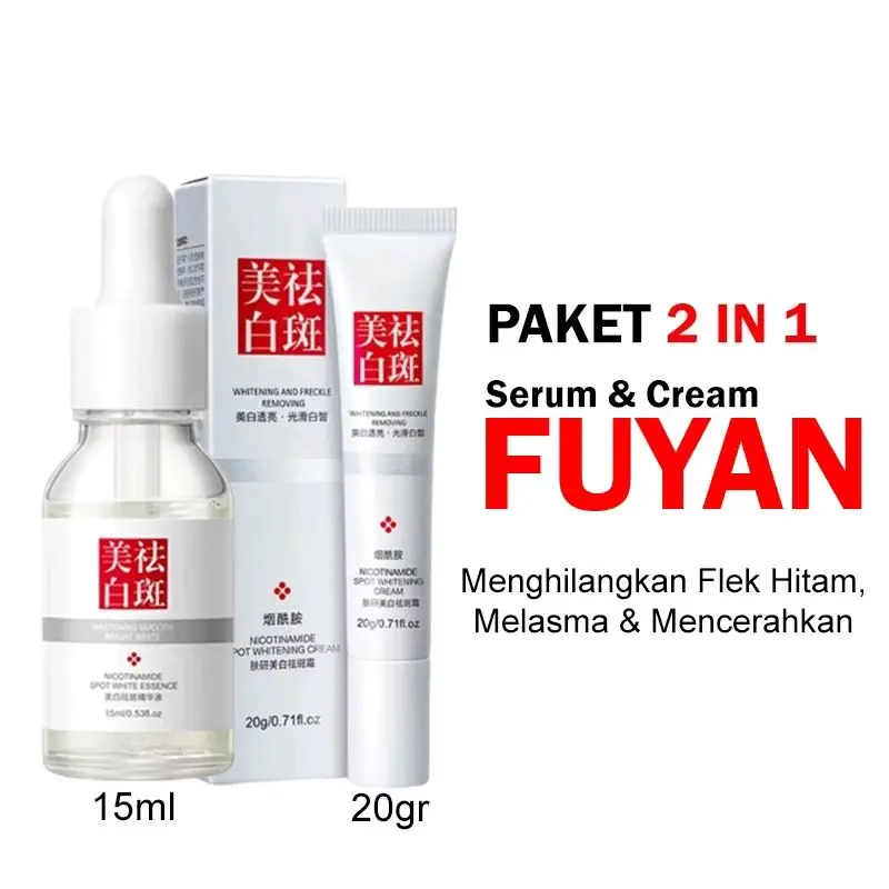 LS [ PAKETAN ] Penghilang Flek Hitam 2 in 1 Fuyan Cream Whitening Remove Dark Spot & Serum FuYan Penghilang Flek Hitam Kerutan Kuning 8