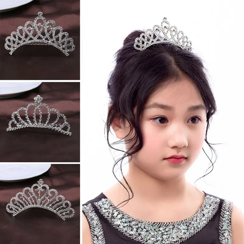 Đồ Trang Trí Tóc Vương Miện Công Chúa, Chất Liệu Hợp Kim Mới, Vương Miện Kim Cương Giả, Lược Chải Tóc, Thích Hợp Làm Quà Tặng Cho Vương Miện Đám Cưới Và Tiệc Sinh Nhật 1