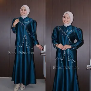 INARA Dress Satin Mutiara Gamis Bridesmaid Pesta Wanita Dewasa Bahan Elegan Satin Velpet Ukuran S-XXXL