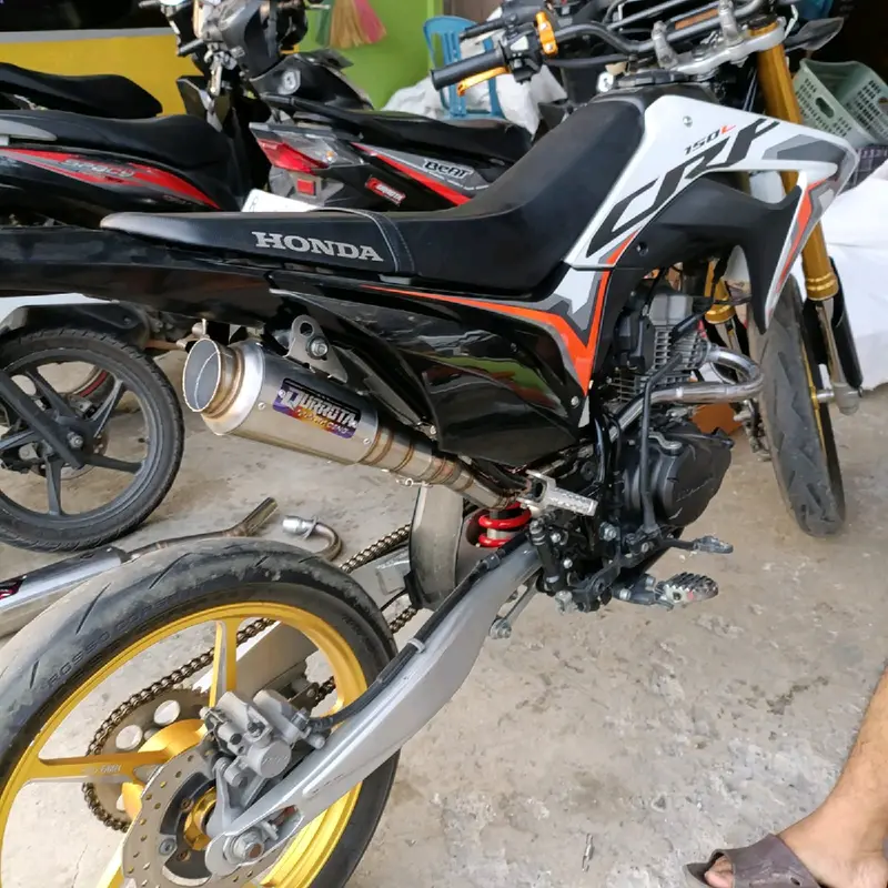 knalpot racing klx crf dtracker wr155 tipe competisi original qurrota racing ready leher kolong dan samping Mesin Motorcycle Trail 3