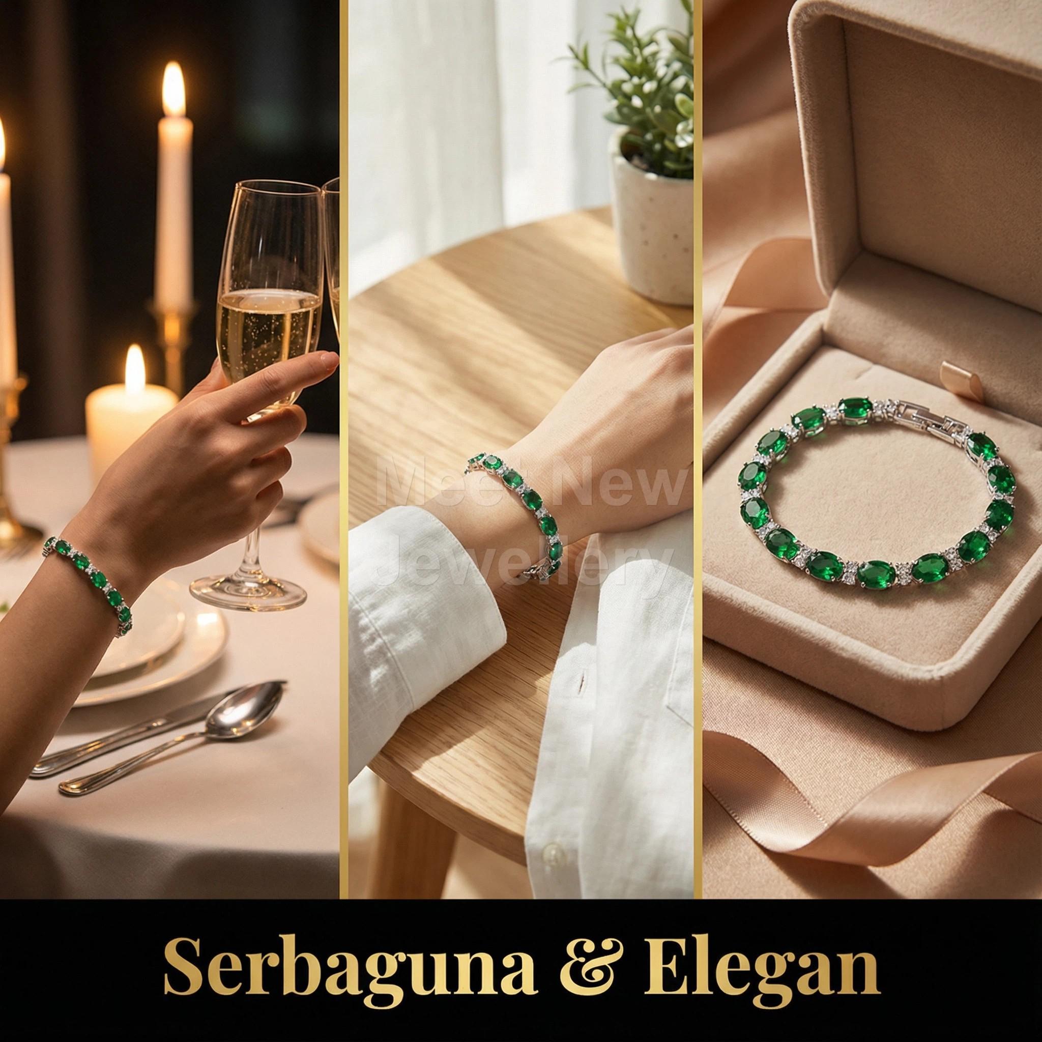 MNSG39 Aksesoris Musim Panas Gelang Zirkonia Berwarna Kristal Multiwarna Sederhana Perhiasan Elegan untuk Gaya Fashion