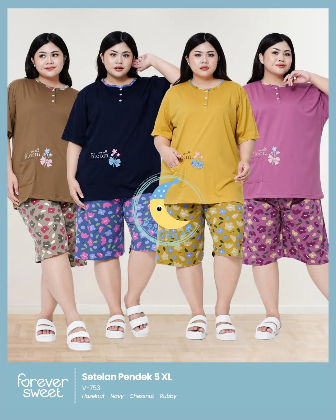 Baju Tidur Babydoll Kaos Pendek 3/4 Forever 5XL Super Jumbo Premium