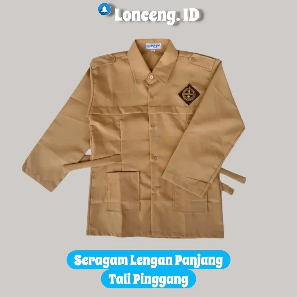 Lonceng.ID Seragam Sekolah Pramuka SD/MI Perempuan Lengan Panjang Tali Pinggang Logo Bordir untuk SD SMP SMA