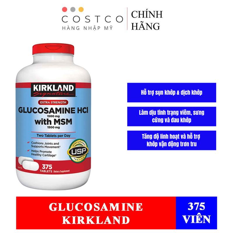 Viên Uống Hỗ Trợ Xương Khớp Kirkland Glucosamine HCL With MSM 1 Hủ 375 Viên