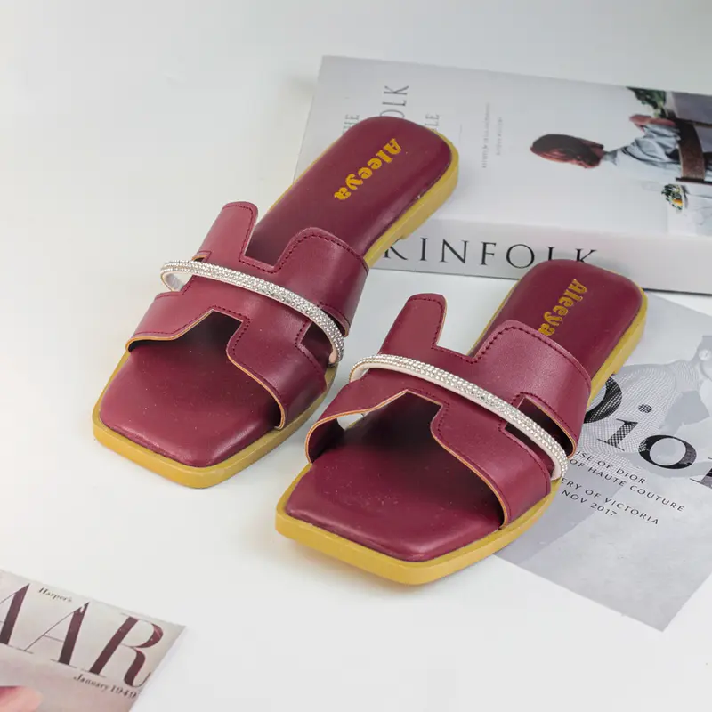 Aleeya - sendal LEEYA01 by Aleeya sendal kekinian wanita sendal slop empuk flat tali permata sendal elegan wanita terbaru Sandal Cewek 6