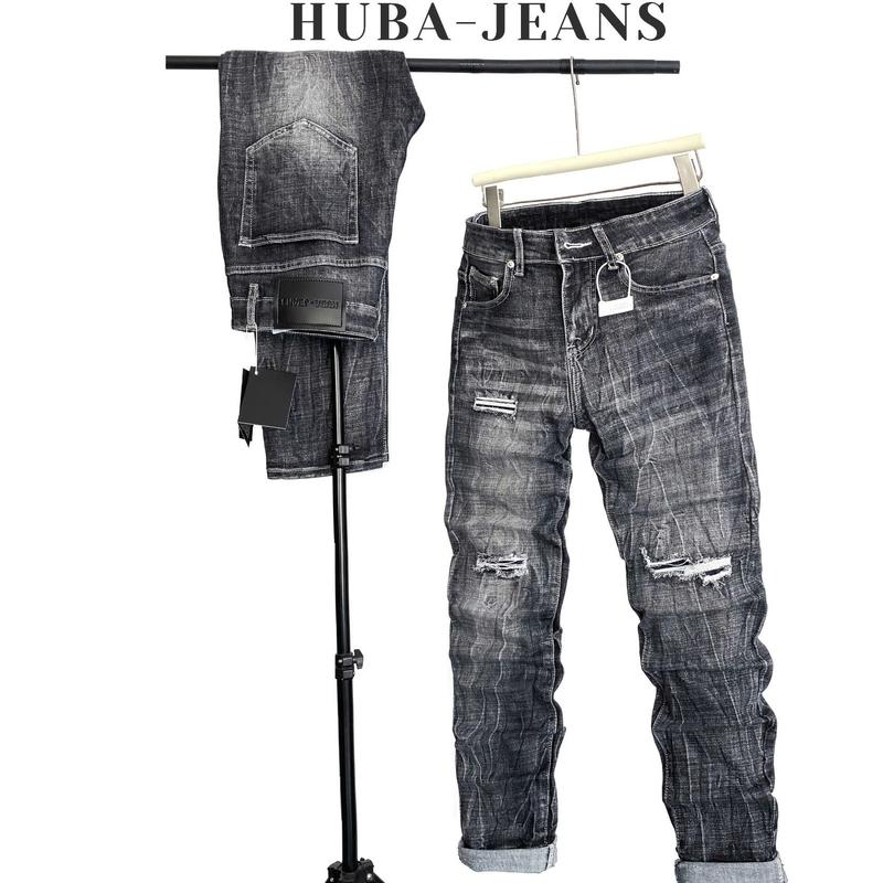 Quần jeans nam PHOM ÔM ỐNG CÔN wash thời trang Menswear Pants Có Túi Denim quầntàntật quần purple quần biker