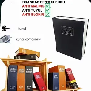 Brankas Brangkas Besi Bentuk Buku Password Kode Angka Kamus Mini Kotak Penyimpanan Perhiasan Uang Metal