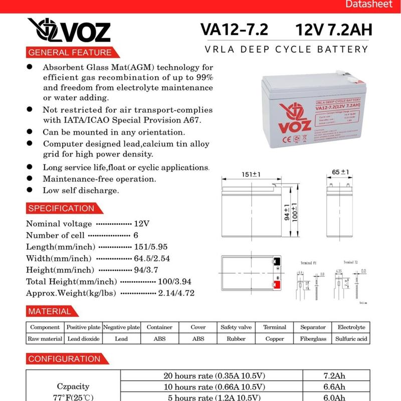 Baterai Solar Panel 12V Voz 12V 7.2 Ah VRLA Deep Cycle - Baterai UPS BTS 5