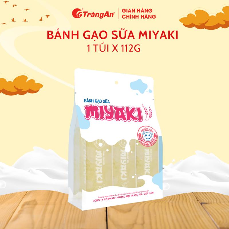 Bánh Gạo Sữa Miyaki nguyên liêu nhập khẩu thơm đậm vị sữa xốp tan túi 112g 12 chiếc | Bánh kẹo Tràng An
