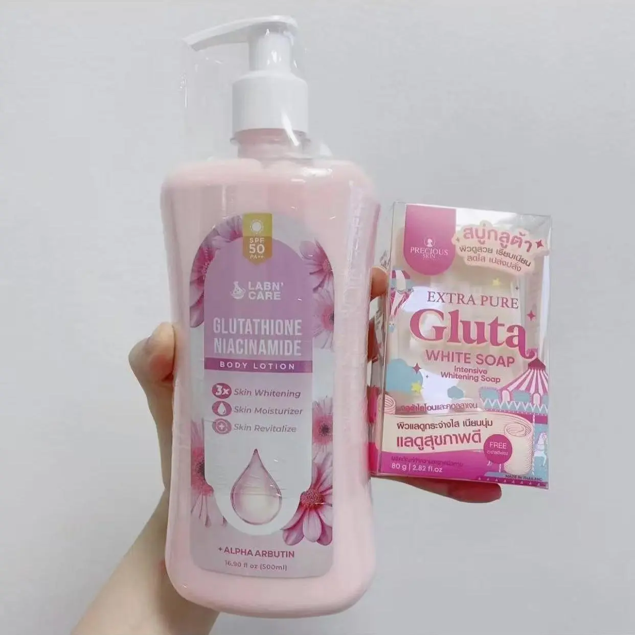 pure glutathione lotion Buy 1 Take 1】THAILAND Precious Extra Pure Gluta White Soap & LABN'CARE  Glutathione Niacinamide Body Lotion 500ML SPF 50 PA+++ Skin Whitening  Comfort Repair Cosmetic