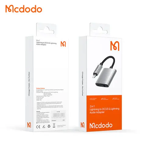 Mcdodo Adapter 2 in 1 Lightning to Jack 3.5 mm AUX Lightning Iphone 12 4