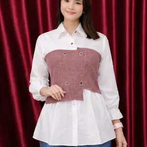 Kemeja Manda Skrit Kenit Kombinasi Rayon Twiil Korean dengan Desain Elegan dan Nyaman untuk Tampilan Modern