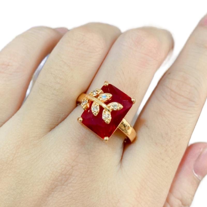 CINCIN BATU GIOK KEMBANG MERAH KOTAK PERHIASAN WANITA 1