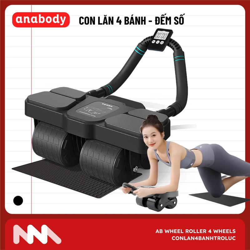 Con Lăn 4 Bánh Trợ Lực Thế Hệ Mới Tập Cơ Bụng - Khuỷu Tay - Plank Tại Nhà