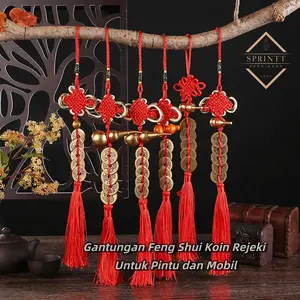 [SPRINTT] GK030 Gantungan Fengshui Chinese Knot Koin Hiasan Parcel Imlek Kerejekian Untuk Rumah Mobil Pintu