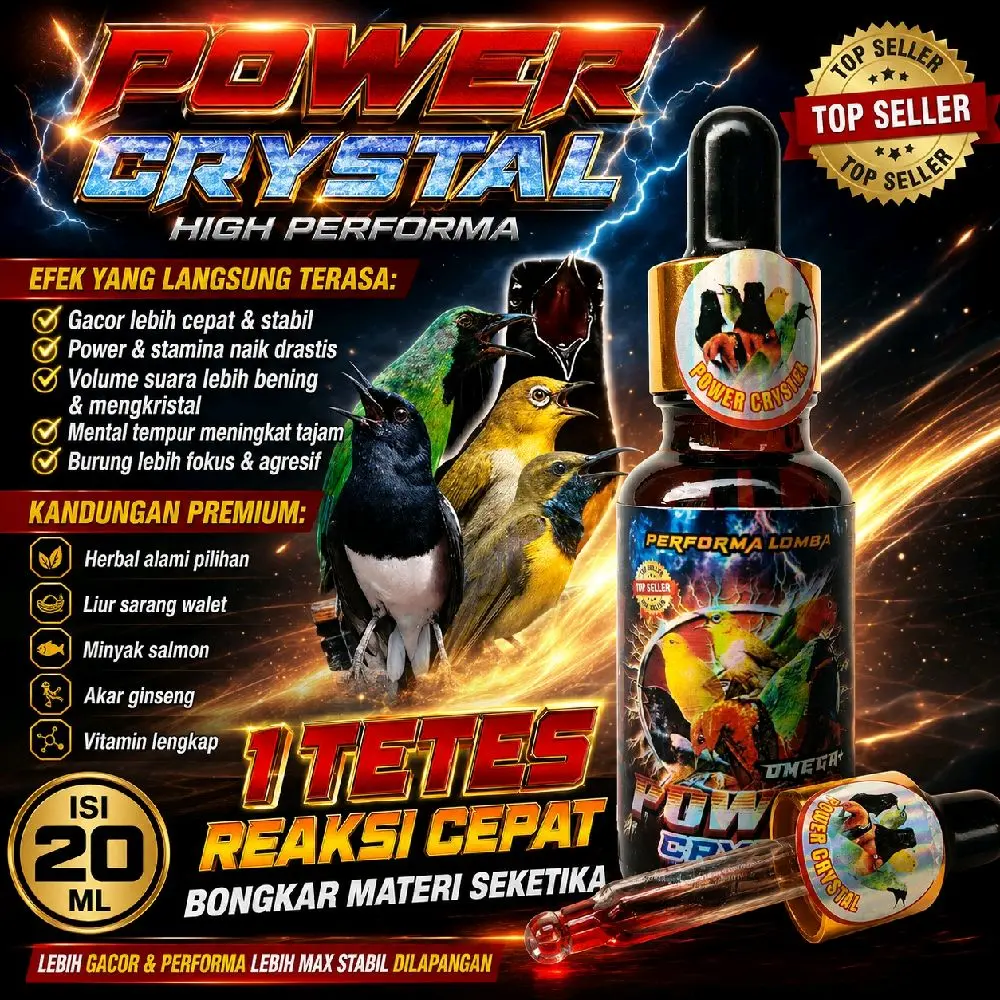 Power Kristal juara Omega Plus Vitamin Penggacor Suplemen Semua Burung Murai kacer cucak ijo kenari lovebird sogon kolibri suplemen burung berkicau