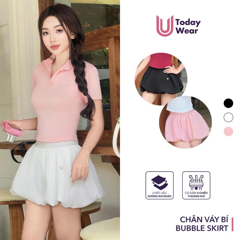  Bubble Skirt - Chân váy thể thao bí ngô dánh phồng có may sẵn quần bảo hộ dáng thể thao cạp cao thoáng mát cầu lông chạy bộ tennis pickleball 