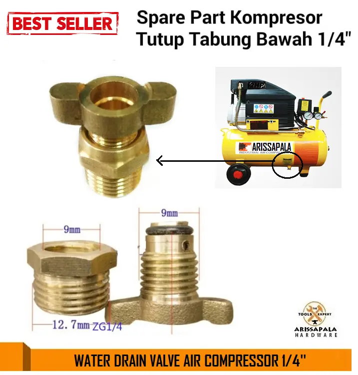 Baut Pembuangan Air Tabung Kompresor Nepel Tutup Tabung Bawah Buangan Air Kompresor Angin Drain Cleaner Compresor