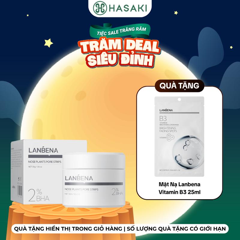 [MUA 1 TẶNG 1] Miếng Dán Mũi Lột Mụn Lanbena Sạch Mụn Đầu Đen 30g | HASAKI BEAUTY Skincare Nữ