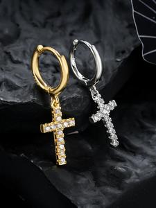 メンズ クロスジルコンピアス、トレンディなデザインのファッションジュエリー、日常使いに最適なハイエンドアクセサリー、ギフトに最適、人気商品