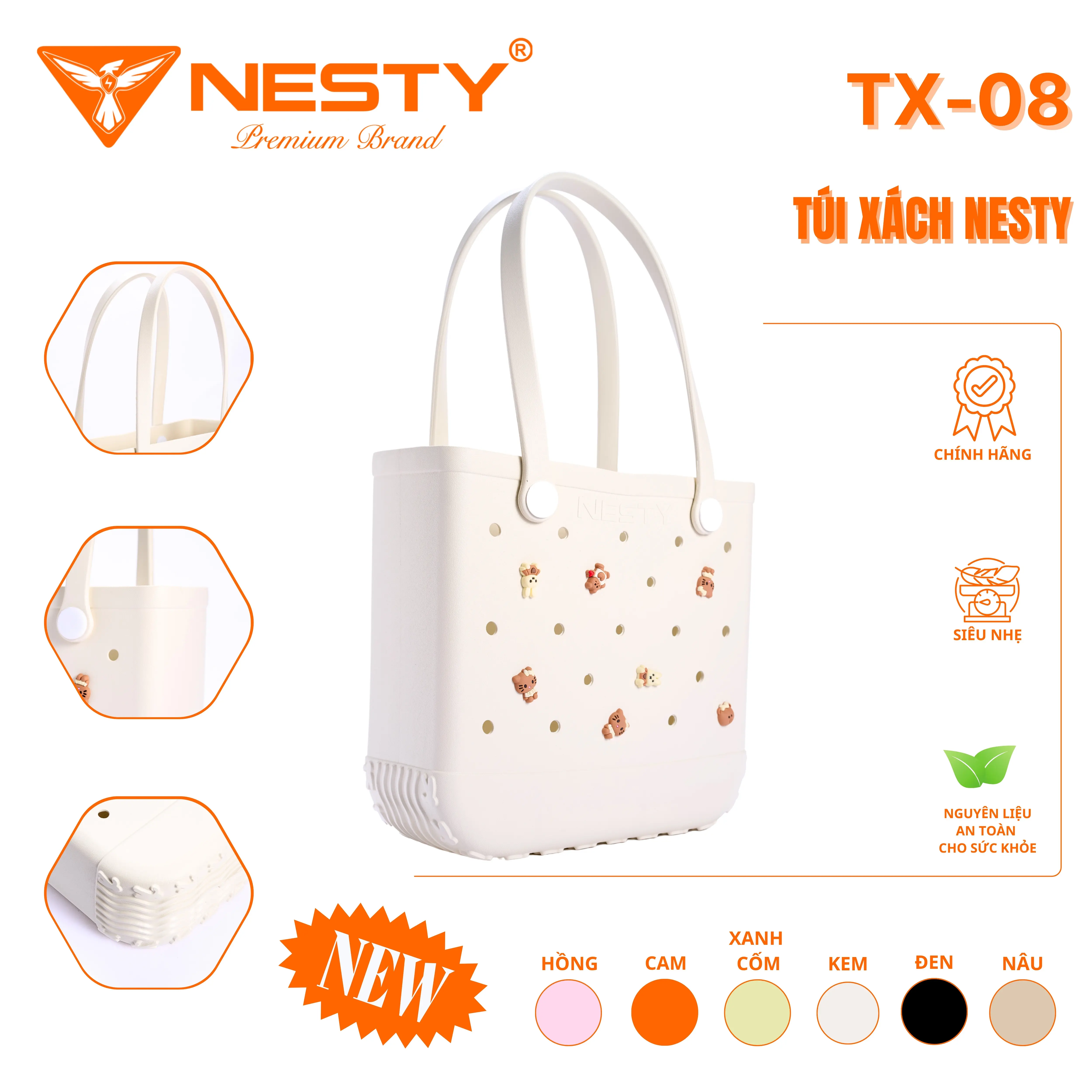 [TX-08] [TẶNG CHARM] TÚI XÁCH ĐA NĂNG CHẤT LIỆU EVA NHÃN HIỆU NESTY [KO2]
