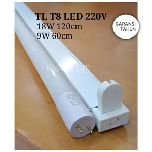 Lampu TL T8 LED 18w + Kap komplit 1 set Putih 120cm Packing Pipa
