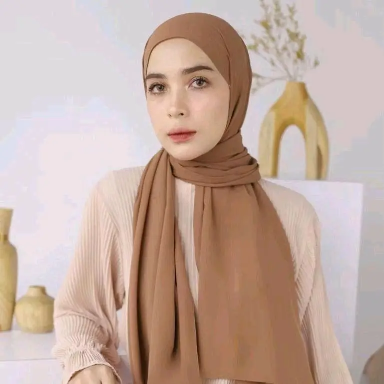 Hijab Pashmina Ceruty bobydoll premium 75x175 cm.jahit tepi neci nyaman