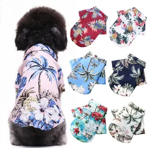 Summer Dog Shirt Fashion Pet Dog Dog Hawaiian Outfit Chihuahua French Bulldog Bichon Dog T-Shirt Soft Cat Vest Puppy Costume