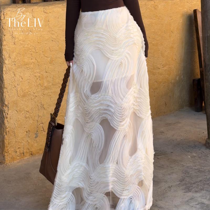  Chân váy Lưới SALA có lớp lót tơ mỏng và lớp lót ngắn trong cùng dài 36cm - Hàng The LIV 