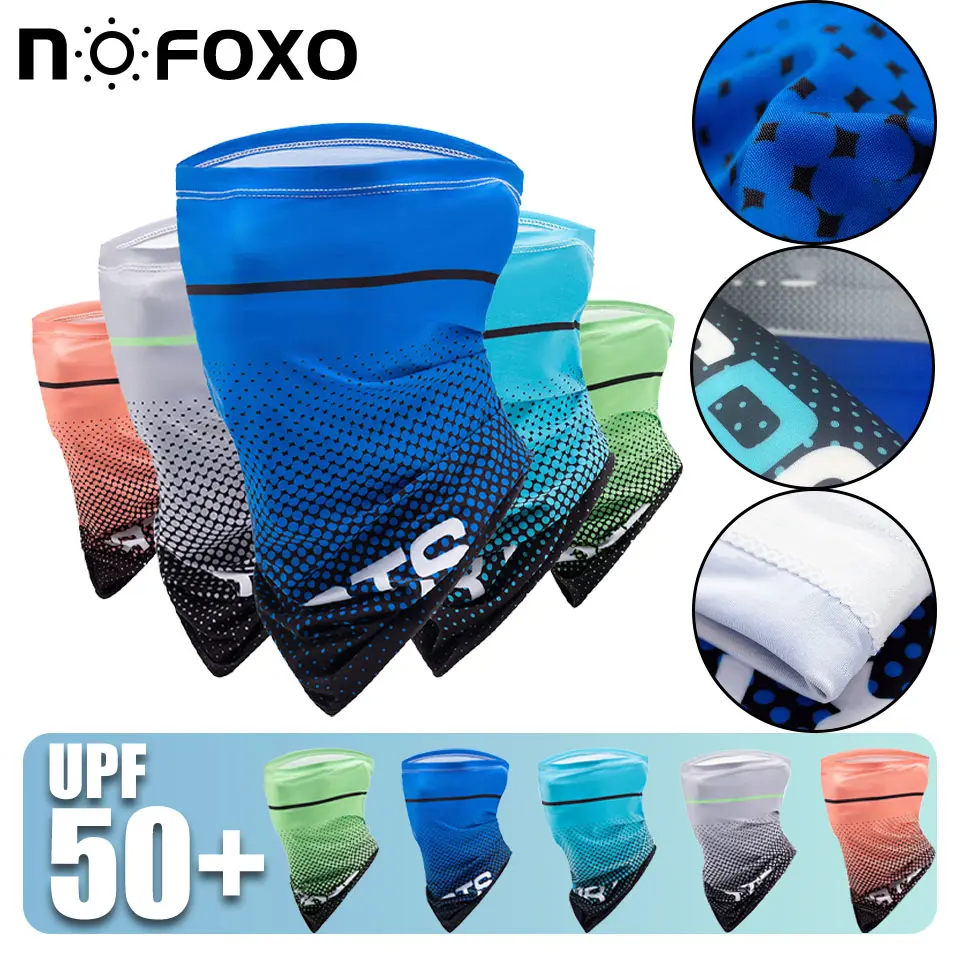NOFOXO UPF50+ Sunscreen Anti-UV Breathable Hiking Bandana Men Women Windproof Cooling Outdoor Sports Running Cycling Face Mask