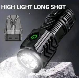 Anbolt A55 Senter LED Super Terang Tahan Lama Zoom Anti Air Senter Jarak Jauh 10km Lampu Senter Cas Polisi 3 Light Mode Flashlight