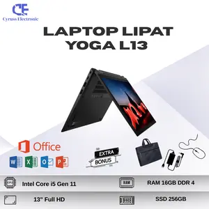 Laptop Lipat 2in1 Mulus LENO TPAD YOGA L13 X13 Intel Core i5 Gen 10 RAM 16GB SSD 1TB 13" Full HD SLIM GOOD GRADE